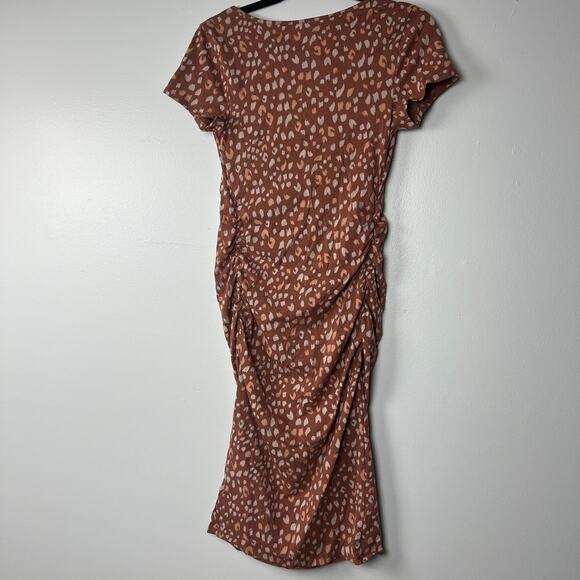 Isabel Maternity Brown Animal Print Short Sleeve Dress - Size XS - NWT - Picture 8 of 9